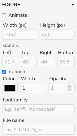Screenshot of the figure panel showing the options the user can modify for the figure.