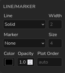 Screenshot of the Line/Marker panel in General Options.