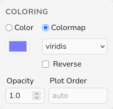 Colormap controls for projected DOS