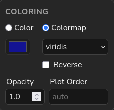 Colormap controls for projected DOS