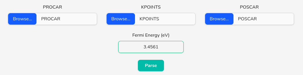 Screenshot of the upload panel indicating the required band-structure files
