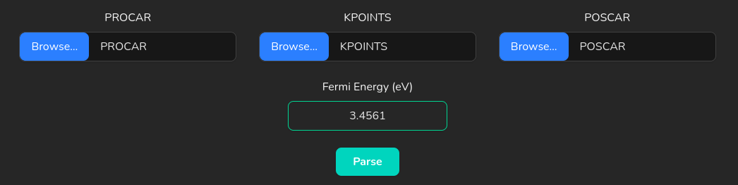 Screenshot of the upload panel indicating the required band-structure files